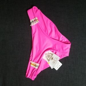 2/$25 or 3/$30 NWT Becca Pink Boho Bikini Bottoms SzM